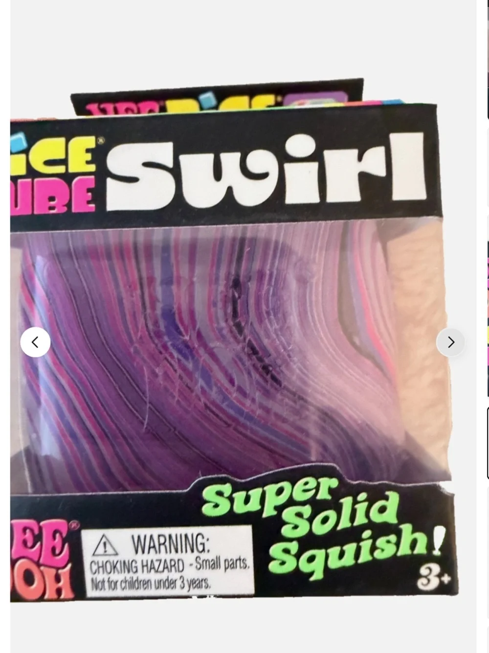 NeeDoh Nice Cube Swirl Stress Toy Purple Pink Blue Black White Clear New in Box